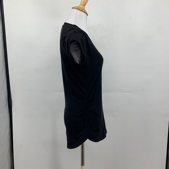 Athleta T Shirt Womens XS Extra Small Black Outbound V Neck Ruched Side Stretch - Picture 6 of 13